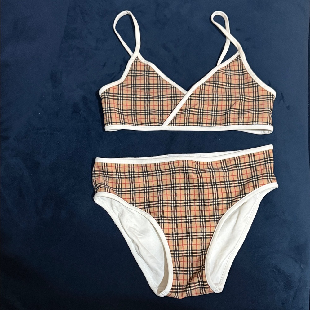 Burberry Kids Swim Bikini in Tan and White
